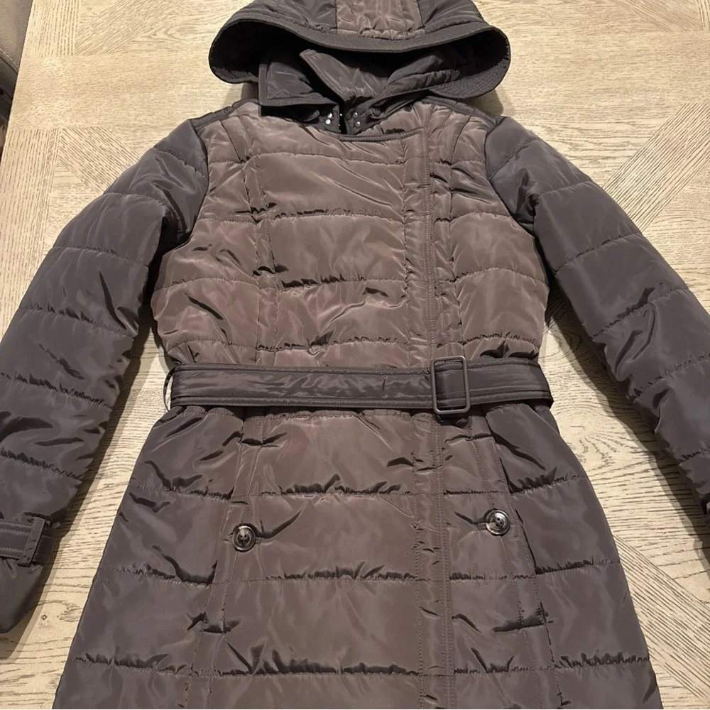 KENNETH COLE Belted Puffer Trench Coat Size Small